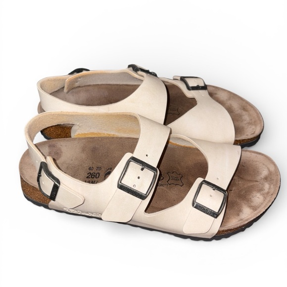Birki’s Arizona Womens Beige Leather Buckle Adjustable Strap Sandals US 9 EU 40 - Picture 2 of 10